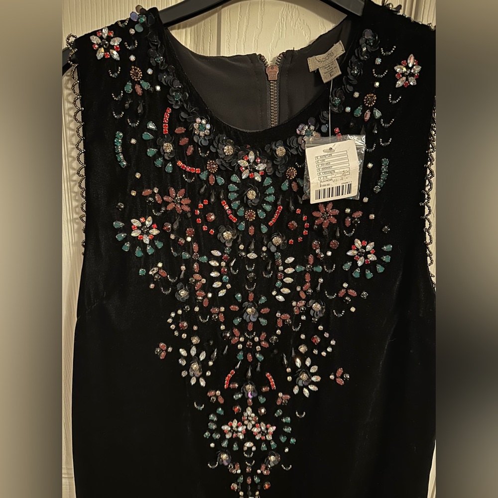 Urban Outfitters Beaded Open-Back Velvet Shift Dress